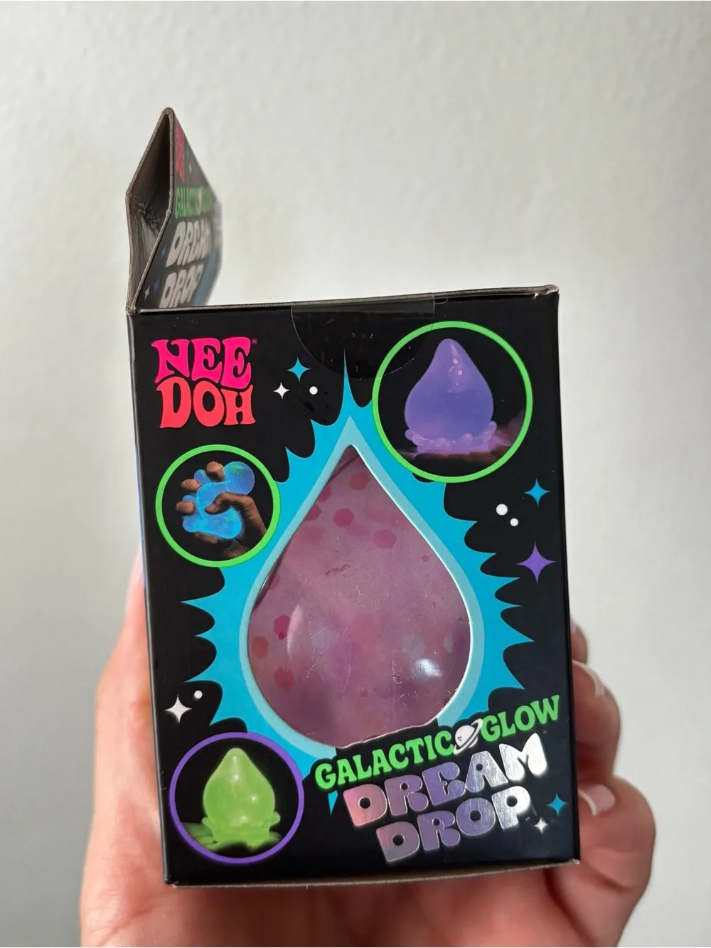NeeDoh Dream Drop Squishy Fidget Toy-Galactic Glow in Nebula Haze Purple